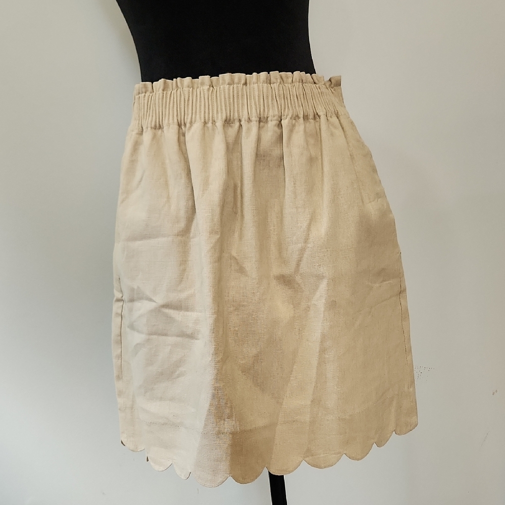 J. Crew Factory Beige Scalloped Mini Skirt